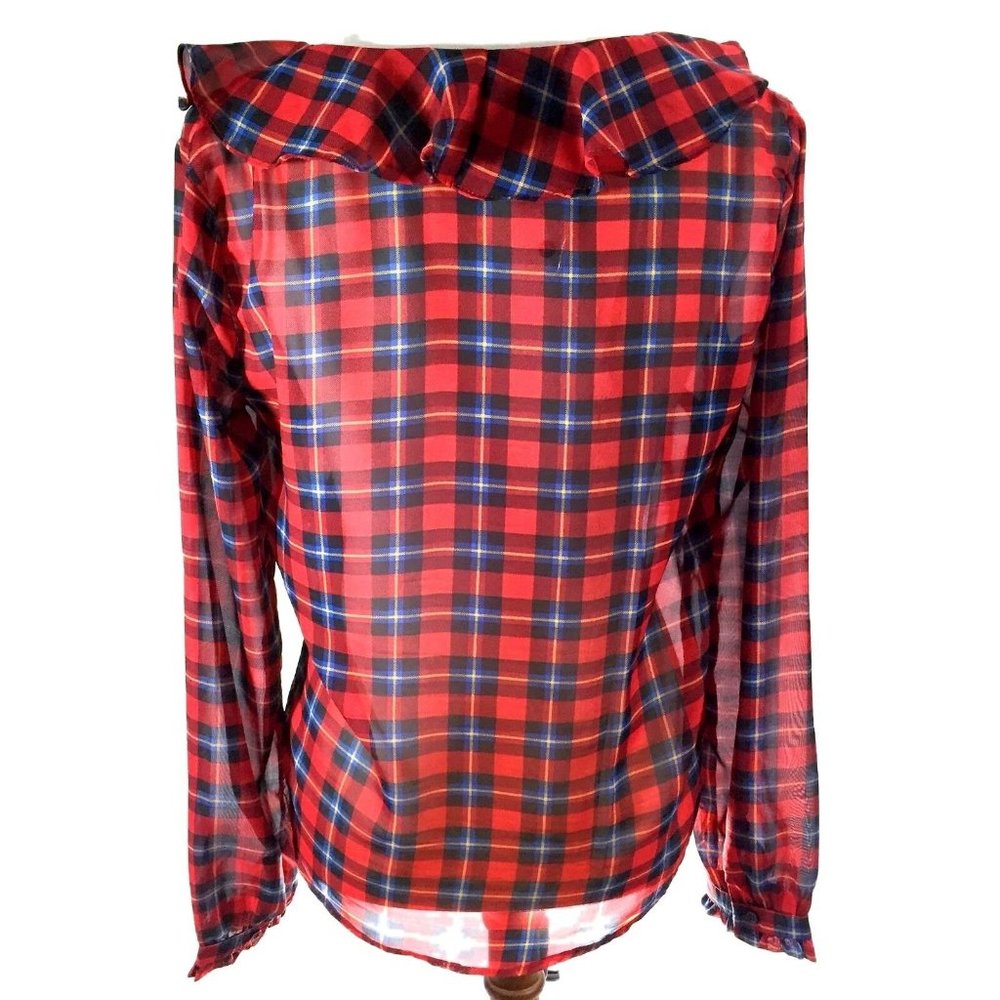 Mixed Threads Ruffled Front Top Small Red Plaid - Picture 7 of 8
